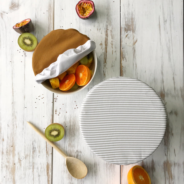 MUSTARD & GREY STRIPES | Bowl cover set of two