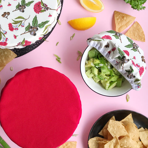 EUCALYPTUS & RED | Bowl cover set of three