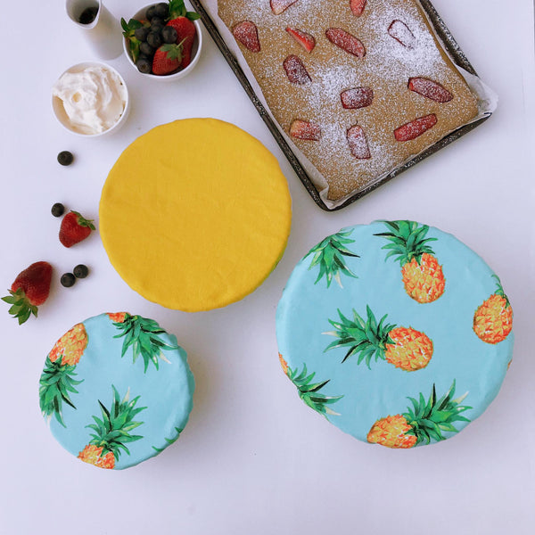 PINEAPPLES & BUTTERCUP | Bowl cover set of three