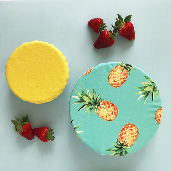 PINEAPPLES & BUTTERCUP | Bowl cover set of two